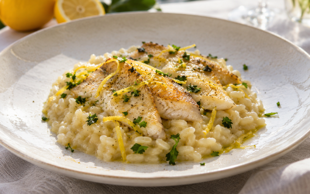 Arroz Carnaroli con perca y limón