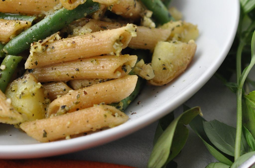 Pâtes et haricots verts rustiques